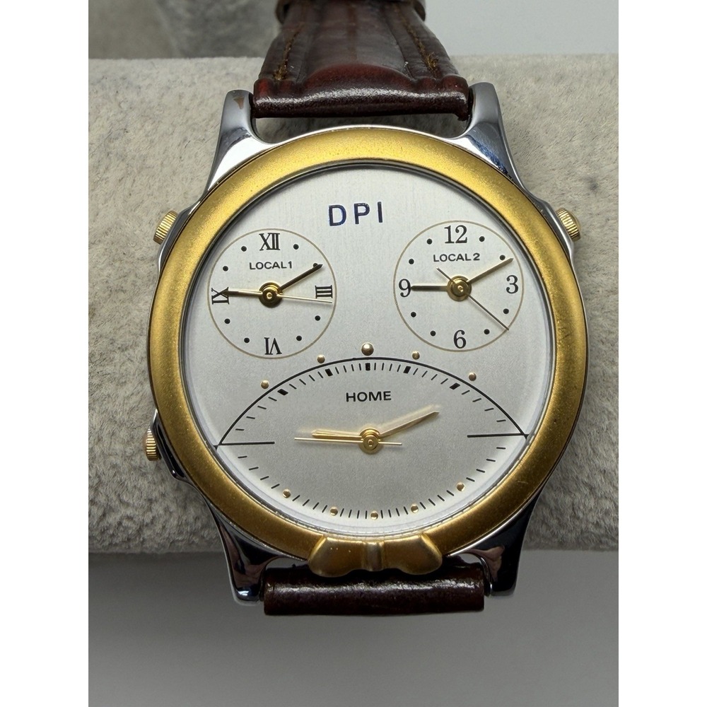 DPI Daihan‎ Paint And Ink Tri-Time New Batteries Watch 35MM 7.5" Leather Band